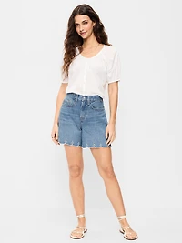 High-Waisted Baggy Jean Shorts -- 5-inch inseam