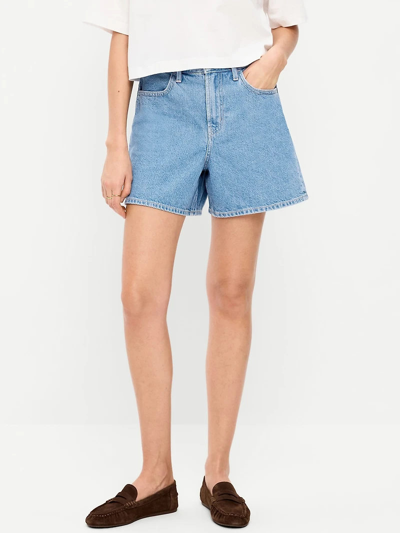 High-Waisted Wow Baggy Jean Shorts - 5-inch inseam