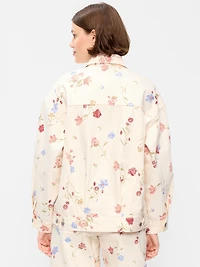 Oversized Floral Print Jean Trucker Jacket