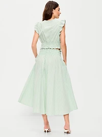 Smocked-Waist Midi Skirt