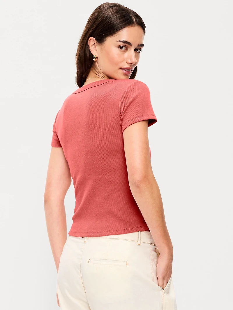 Snug V-Neck Crop T-Shirt