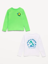 Long-Sleeve Graphic Rashguard Swim Top 2-Pack for Toddler Boys