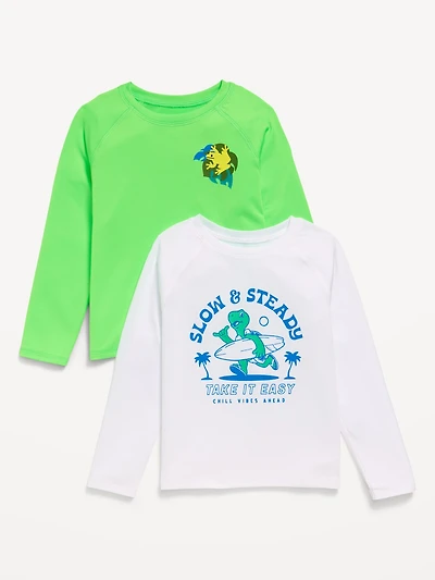 Long-Sleeve Graphic Rashguard Swim Top 2-Pack for Toddler Boys