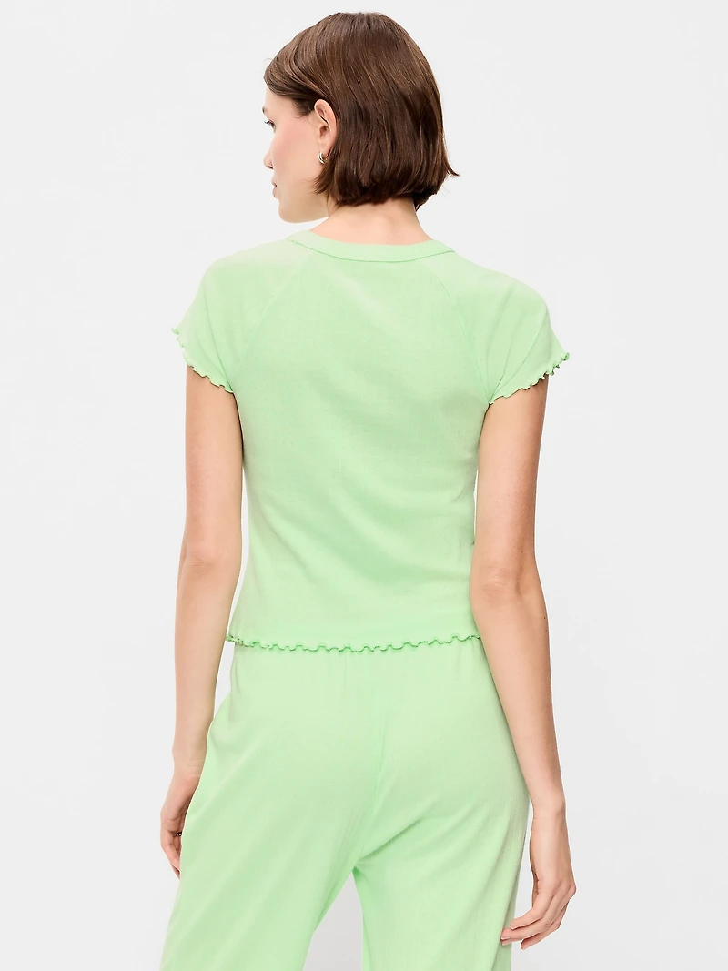 Short-Sleeve Pointelle Pajama Top
