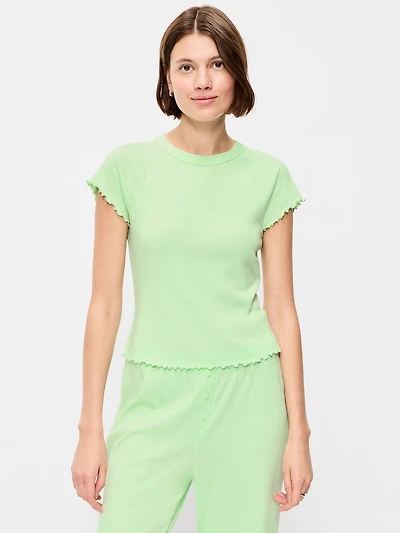 Short-Sleeve Pointelle Pajama Top