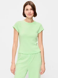 Short-Sleeve Pointelle Pajama Top