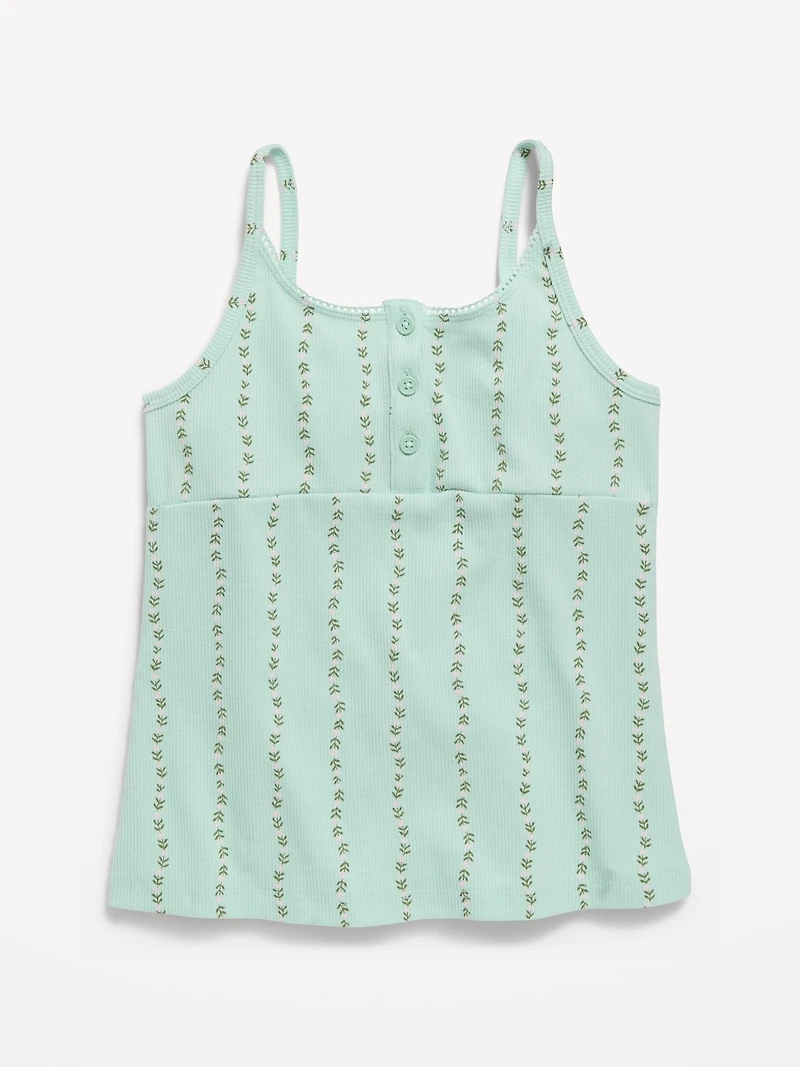 Fitted Printed Henley Tank Top for Girls
