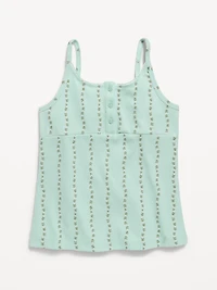 Fitted Printed Henley Tank Top for Girls
