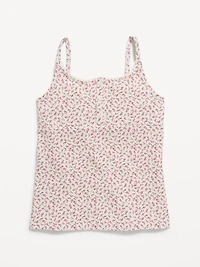Fitted Printed Henley Tank Top for Girls