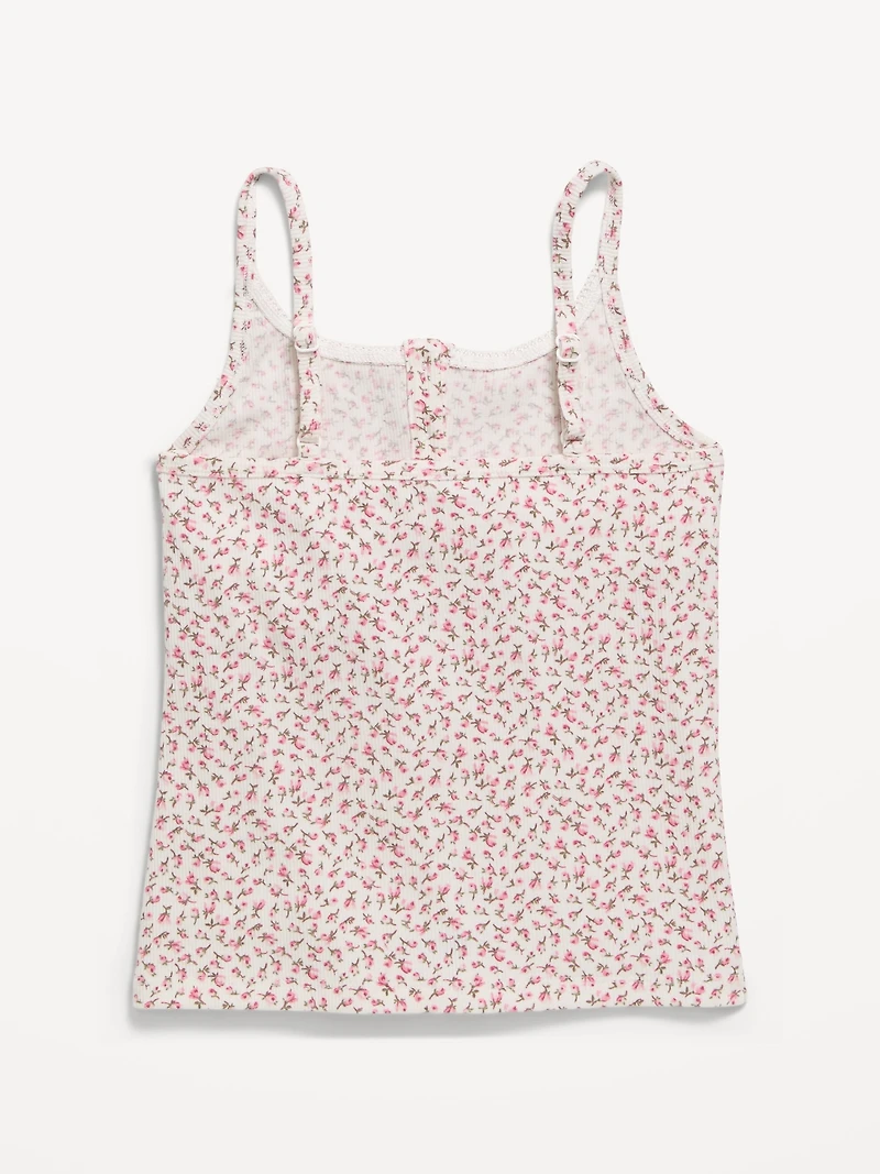 Fitted Printed Henley Tank Top for Girls
