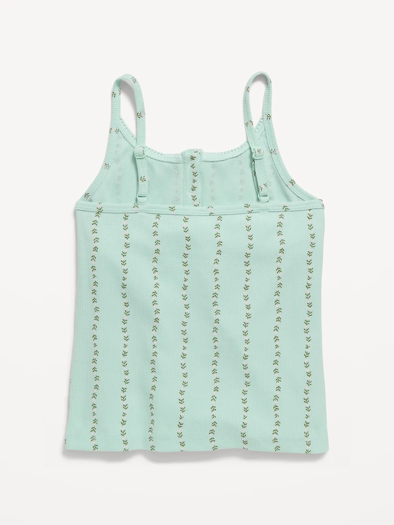 Fitted Printed Henley Tank Top for Girls