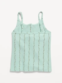 Fitted Printed Henley Tank Top for Girls