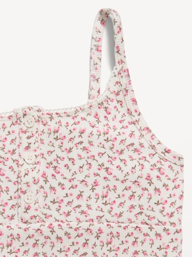 Fitted Printed Henley Tank Top for Girls