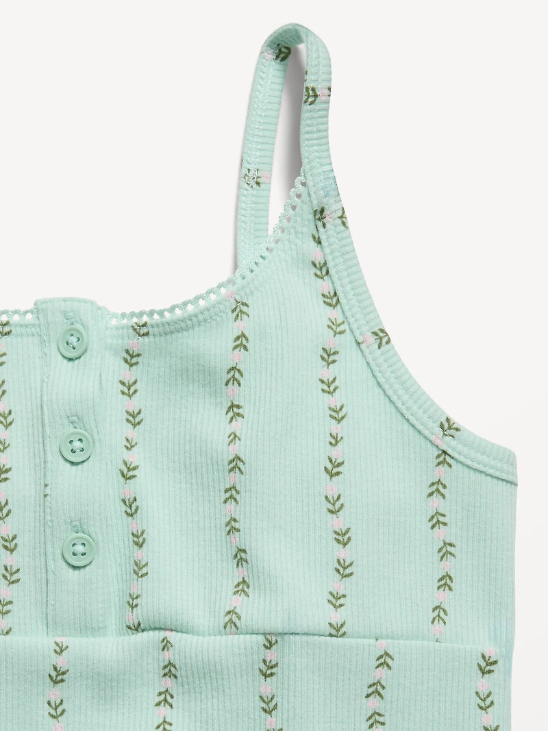 Fitted Printed Henley Tank Top for Girls