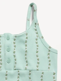 Fitted Printed Henley Tank Top for Girls