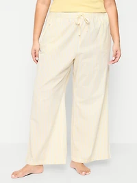 Poplin Wide-Leg Pajama Pants