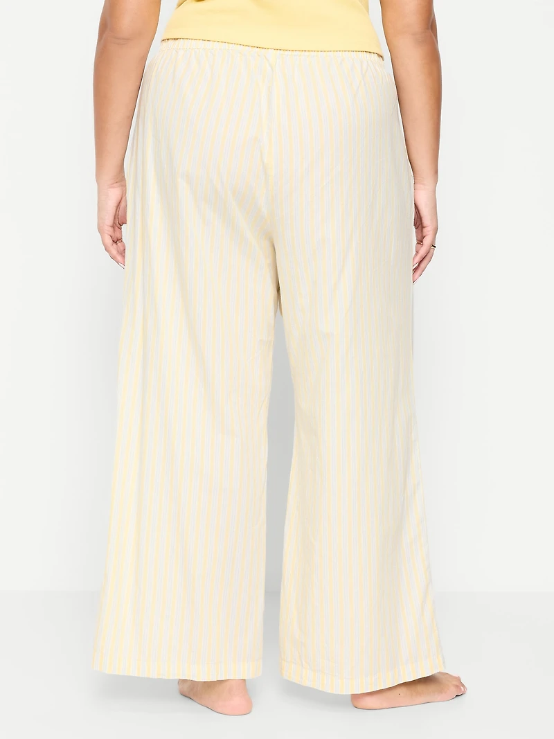 Poplin Wide-Leg Pajama Pants