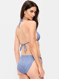 Pique Triangle String Bikini Swim Top