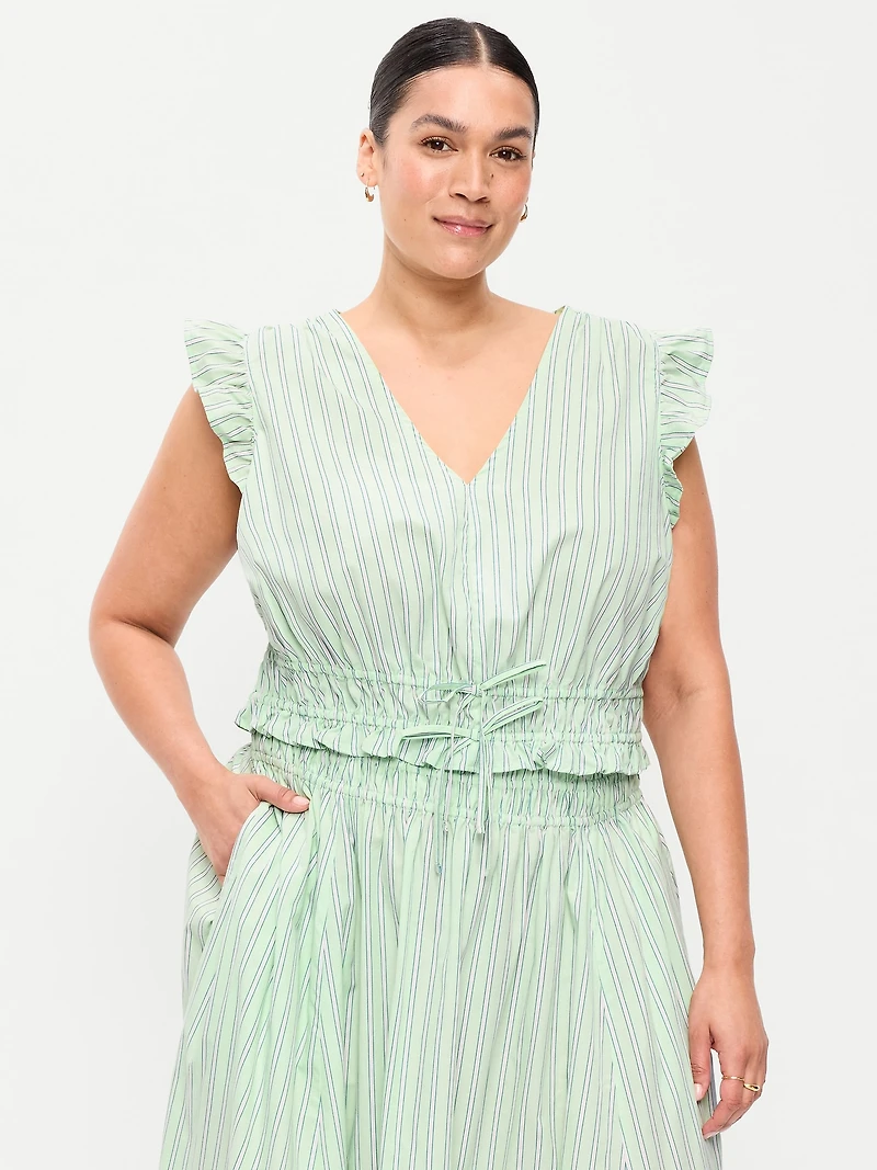 Flutter-Sleeve Poplin Top