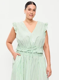 Flutter-Sleeve Poplin Top