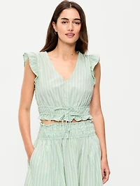 Flutter-Sleeve Poplin Top