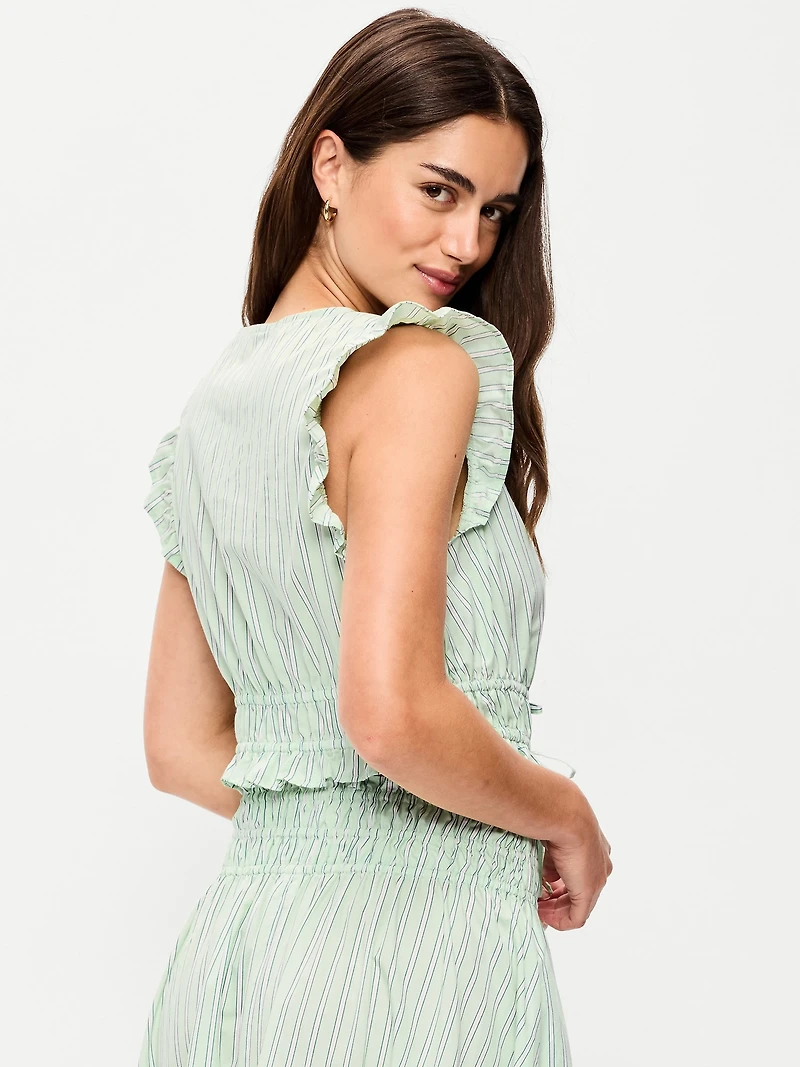 Flutter-Sleeve Poplin Top