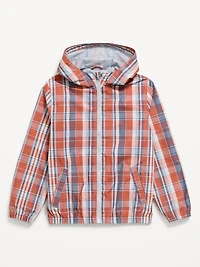 Water-Resistant Plaid Zip-Front Jacket for Boys