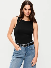 Hug Double-Layer Boat-Neck Top