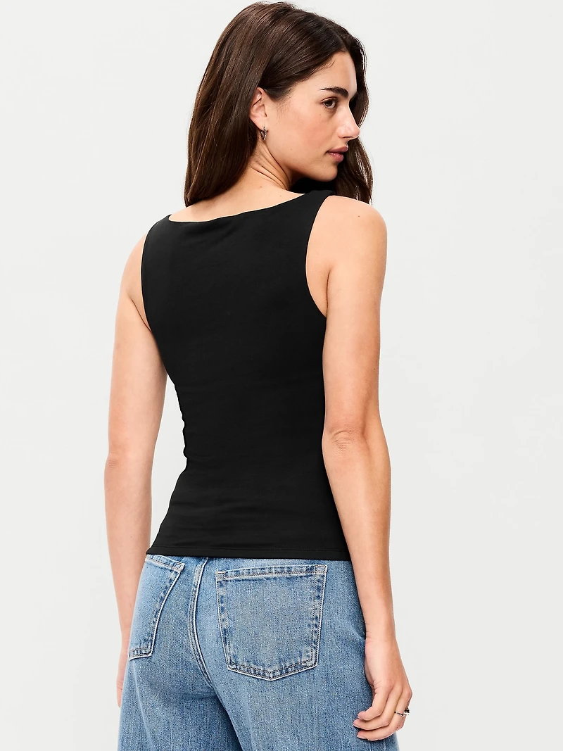 Hug Double-Layer Boat-Neck Top