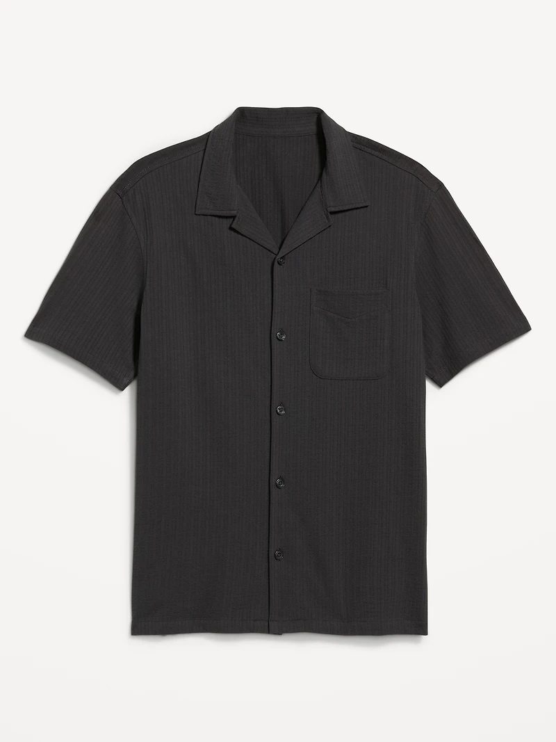 Short-Sleeve Textured Camp Shirt