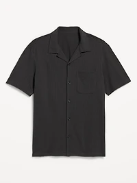 Short-Sleeve Textured Camp Shirt