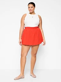Crinkle Gauze Ruffle Waist Mini Skort
