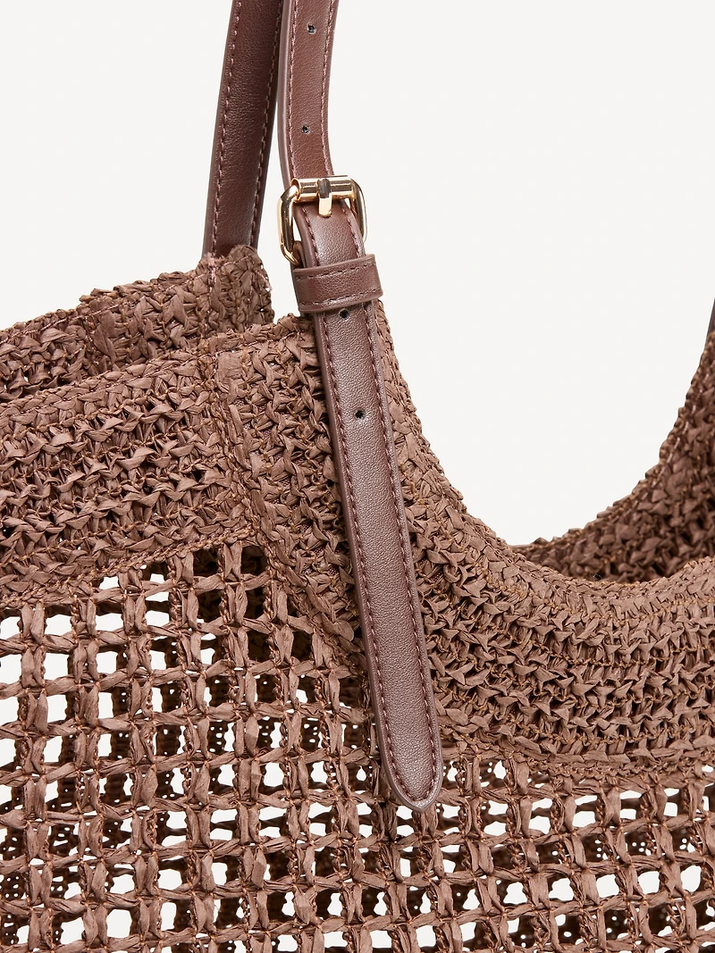 Open-Weave Straw Tote Bag
