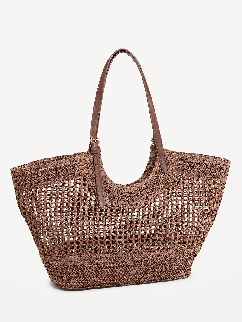 Open-Weave Straw Tote Bag
