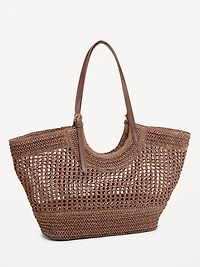 Open-Weave Straw Tote Bag