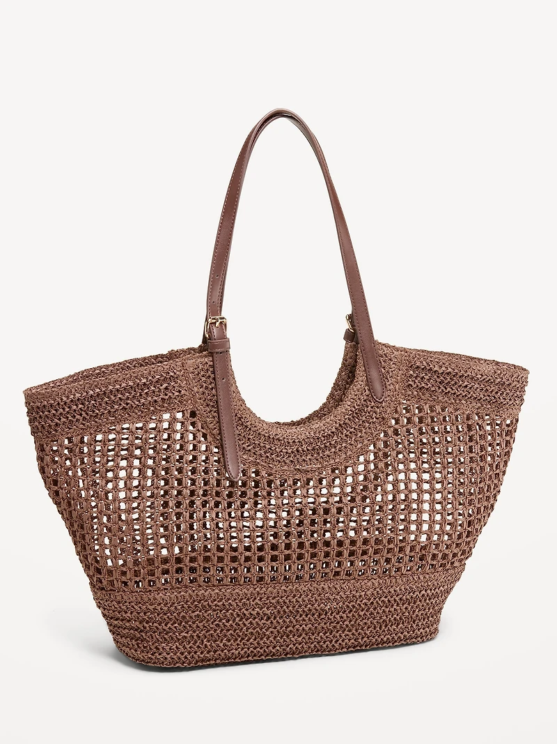 Open-Weave Straw Tote Bag