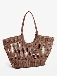 Open-Weave Straw Tote Bag