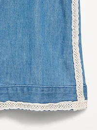 Sleeveless Lace-Trim Chambray Top for Girls