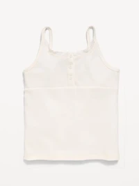 Fitted Lace-Trim Henley Tank Top for Girls