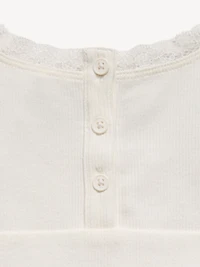 Fitted Lace-Trim Henley Tank Top for Girls