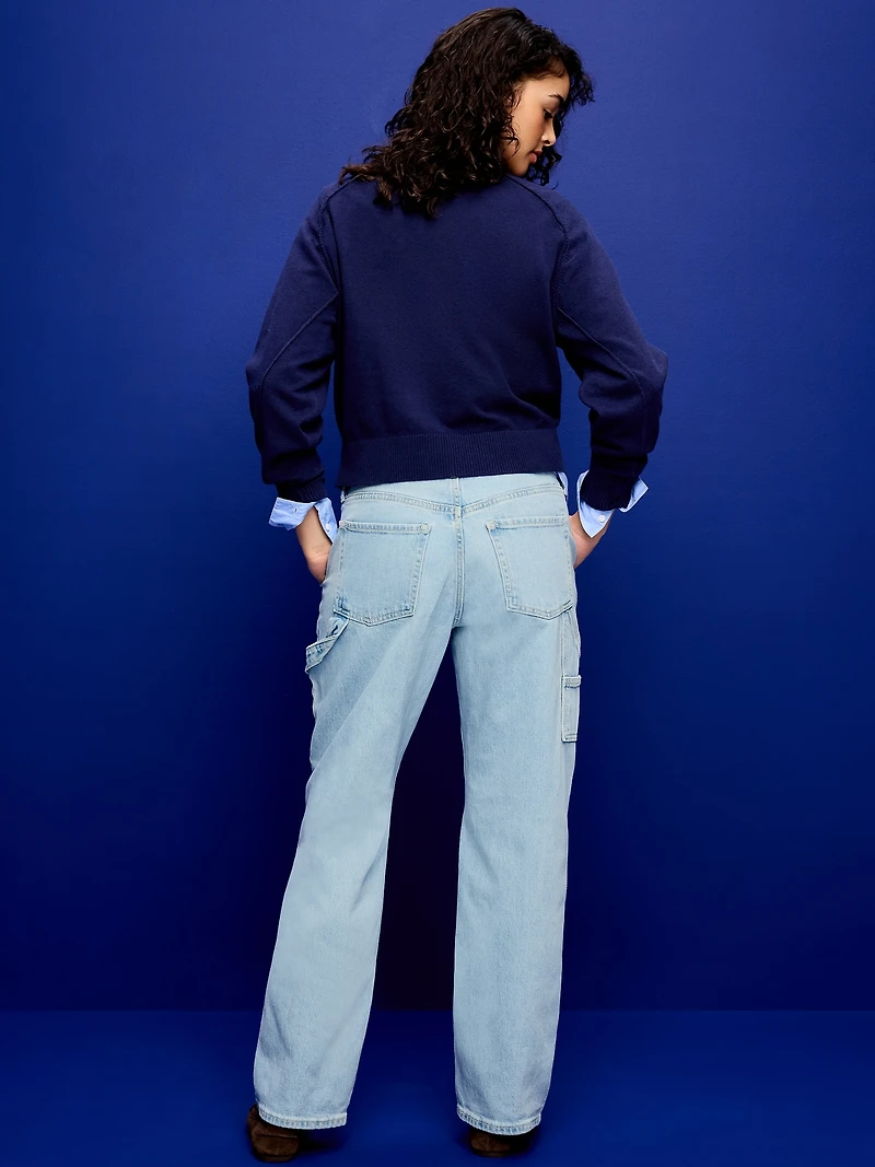 Low-Rise Utility Slouchy Straight Jeans