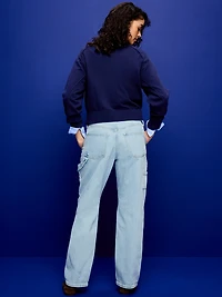 Low-Rise Utility Slouchy Straight Jeans