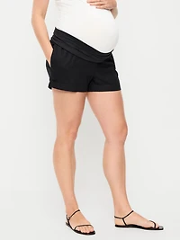 Maternity Linen-Blend Pull-On Shorts - 3.5-inch inseam