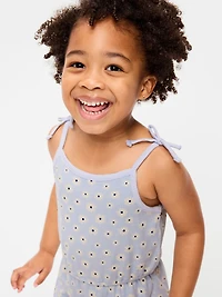 Sleeveless Tie-Bow Ribbed Romper for Toddler Girls