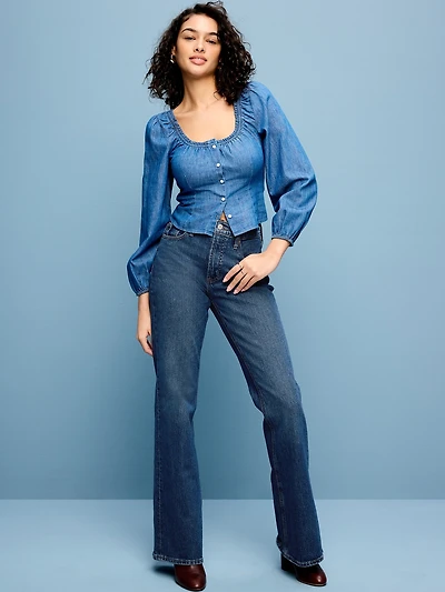 Mid-Rise Loose Boot-Cut Jeans