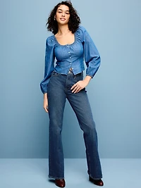 Mid-Rise Loose Boot-Cut Jeans