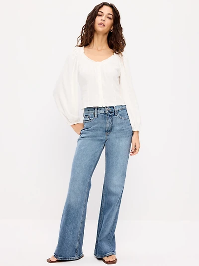 Mid-Rise Loose Boot-Cut Jeans