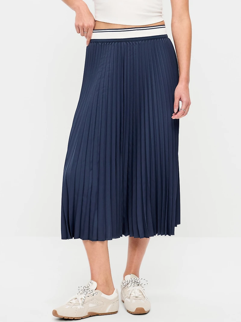 StretchTech Pleated Midi Skirt