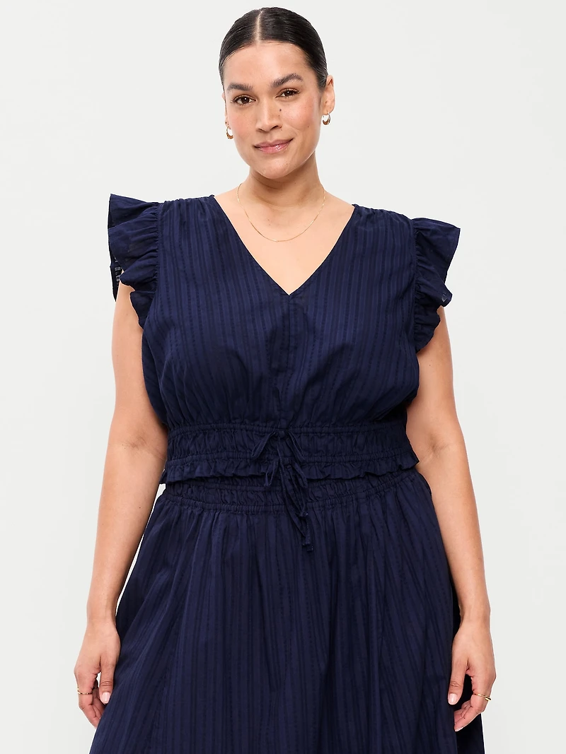 Flutter-Sleeve Poplin Top