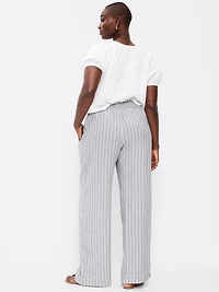 High-Waisted Linen-Blend Super Wide-Leg Pants